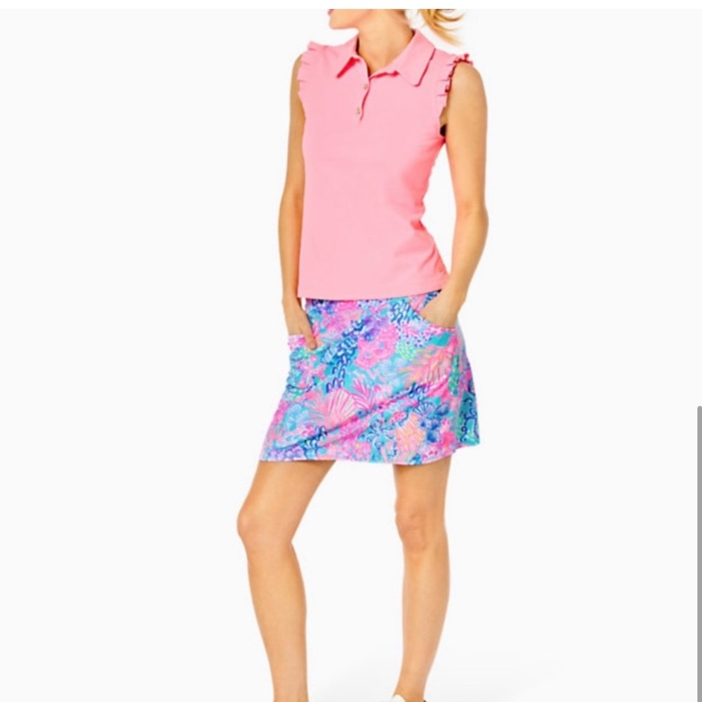 Lilly Pulitzer UPF 50+ Luxletic Frida Sleeveless
Ruffle Polo Top